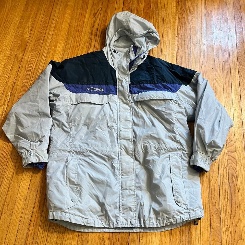 Columbia Coat Womens Large 3 in 1 Interchange Light Gray Winter Jacket Hooded